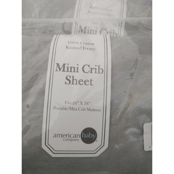 Fitted Mini Crib Sheet 24" x 38", Soft Breathable 100% Cotton Jersey, set of 3 - Picture 1 of 4